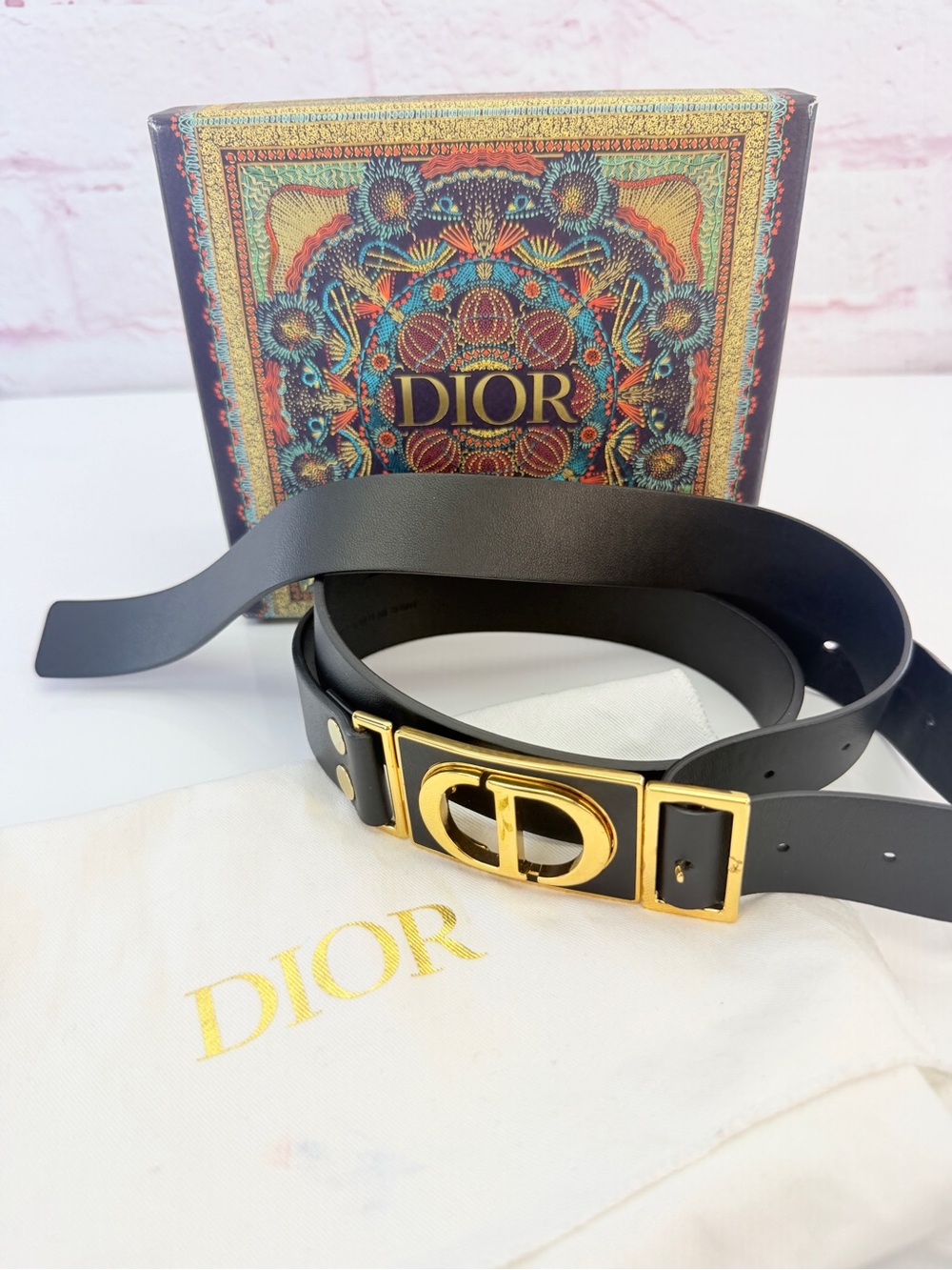 BLACK CHRISTIAN DIOR LEATHER LOGO BELT - Picture 13 of 13